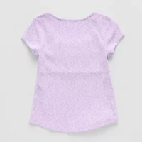 Thereabouts Little & Big Kid Girls Easy-on + Easy-off U Neck Short Sleeve Adaptive T-Shirt