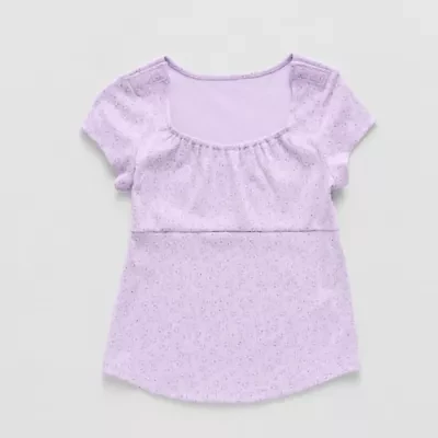 Thereabouts Little & Big Kid Girls Easy-on + Easy-off U Neck Short Sleeve Adaptive T-Shirt