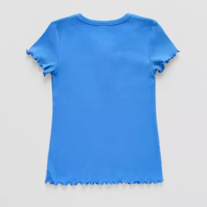 Thereabouts Little & Big Kid Girls Henley Neck Short Sleeve T-Shirt