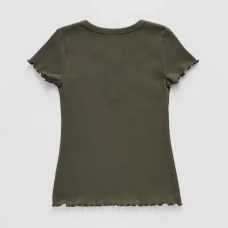 Thereabouts Little & Big Kid Girls Henley Neck Short Sleeve T-Shirt