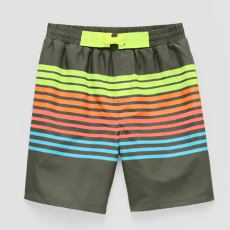 Thereabouts Above The Knee Boys Drawstring Waist Striped Board Shorts