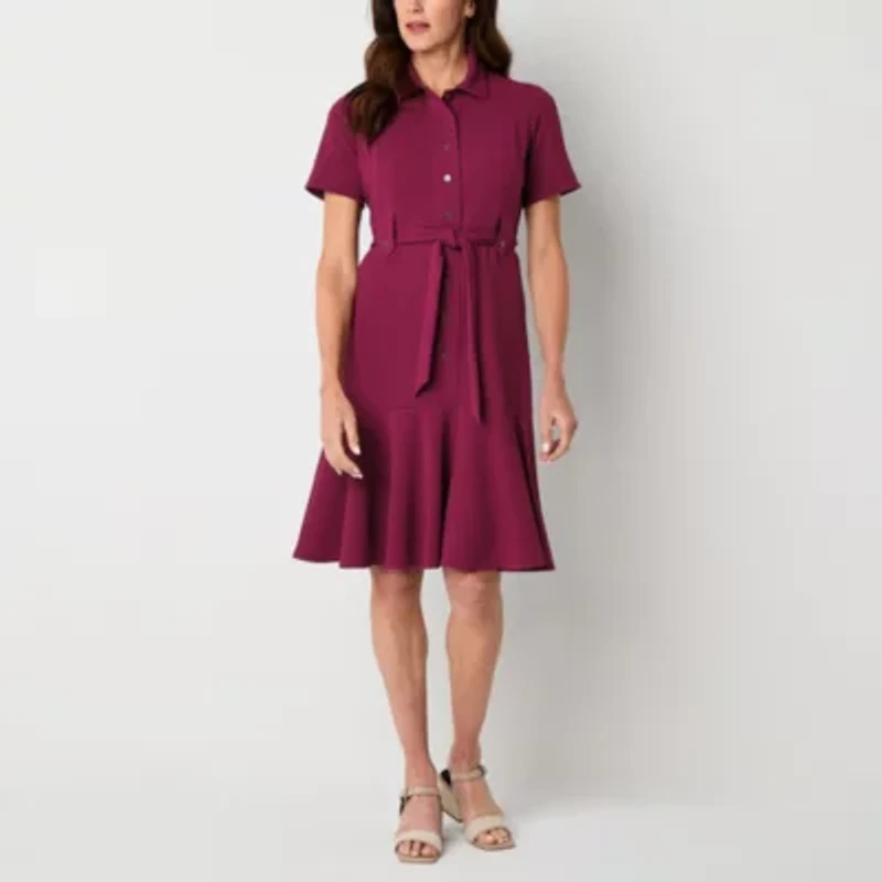 Liz Claiborne Womens Short Sleeve Shirt Dress