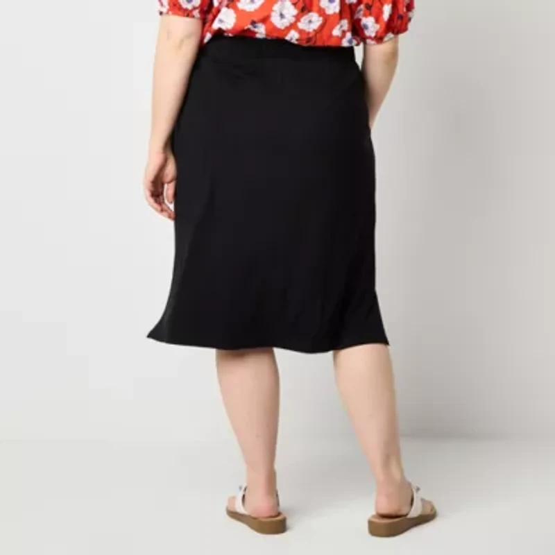 St. John's Bay Womens Plus Midi A-Line Skirt