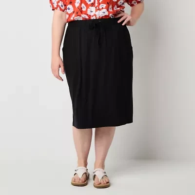 St. John's Bay Womens Plus Midi A-Line Skirt
