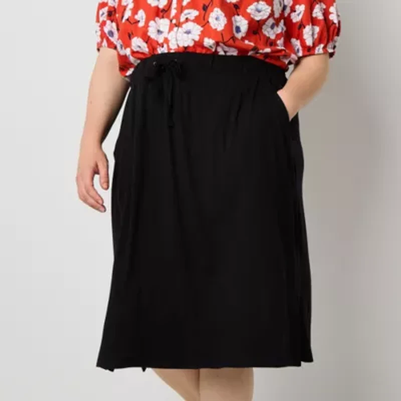 St. John's Bay Womens Plus Midi A-Line Skirt