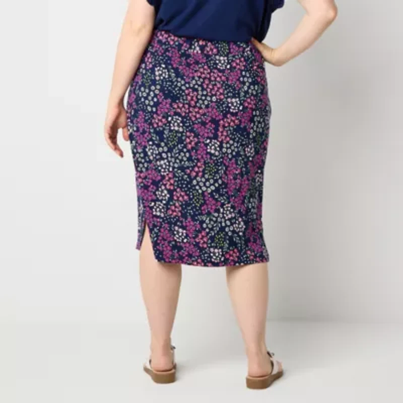 St. John's Bay Womens Midi Plus A-Line Skirt