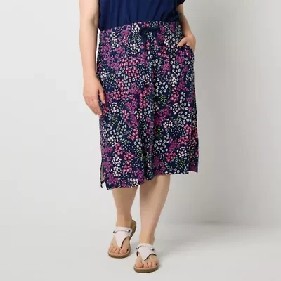 St. John's Bay Womens Midi Plus A-Line Skirt