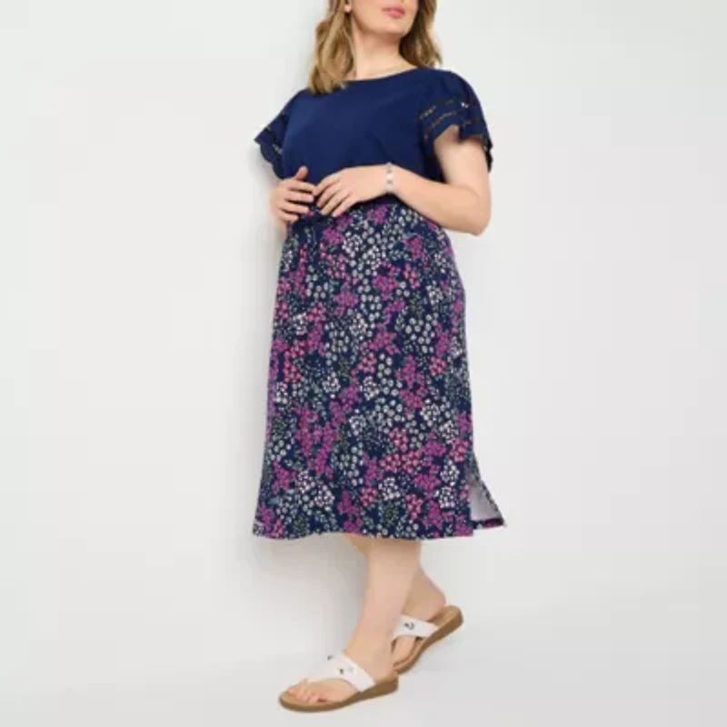St. John's Bay Womens Midi Plus A-Line Skirt