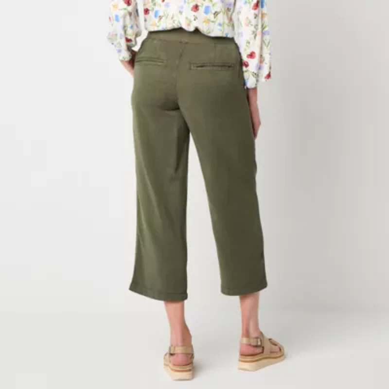 St. John's Bay Womens Wide Leg High Rise Capri Pant