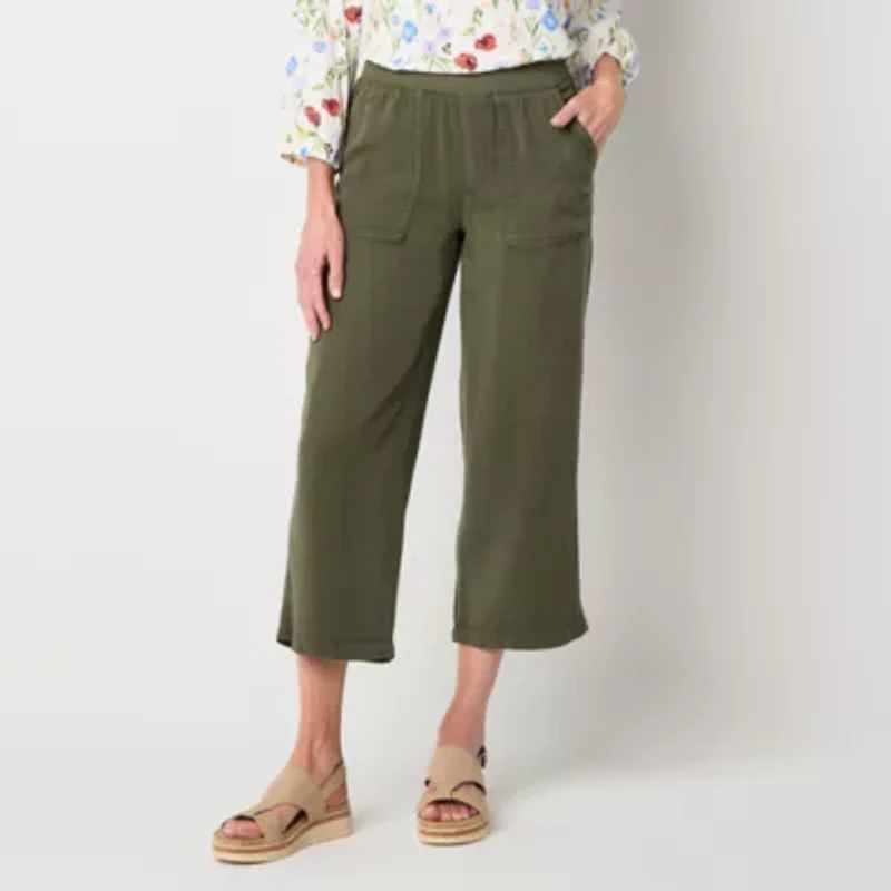 St. John's Bay Womens Wide Leg High Rise Capri Pant