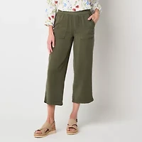 St. John's Bay Womens Wide Leg High Rise Capri Pant