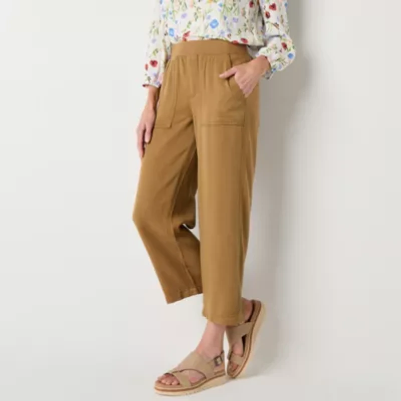 St. John's Bay Womens Wide Leg High Rise Capri Pant
