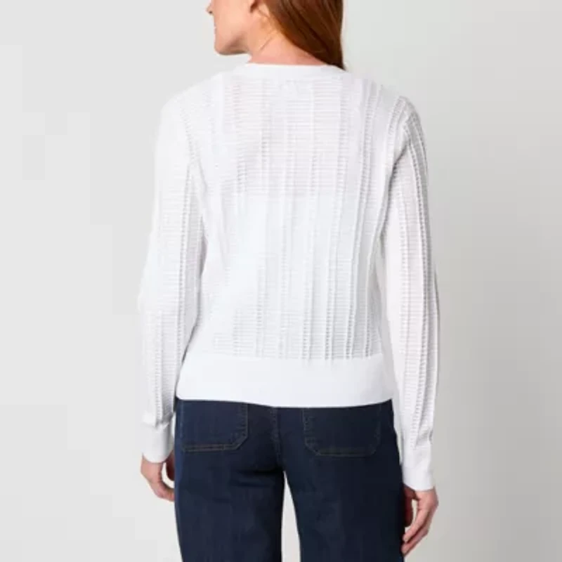 Liz Claiborne Womens Long Sleeve Open Front Cardigan