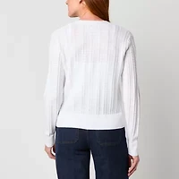 Liz Claiborne Womens Long Sleeve Open Front Cardigan