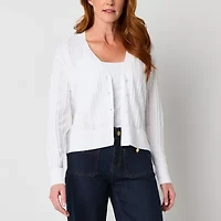 Liz Claiborne Womens Long Sleeve Open Front Cardigan