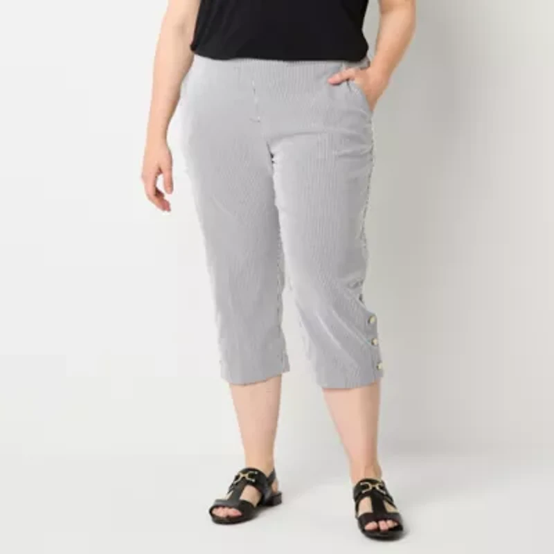 Liz Claiborne Adaptive Lisa Womens Plus Short Straight Mid Rise Pull-On Pant
