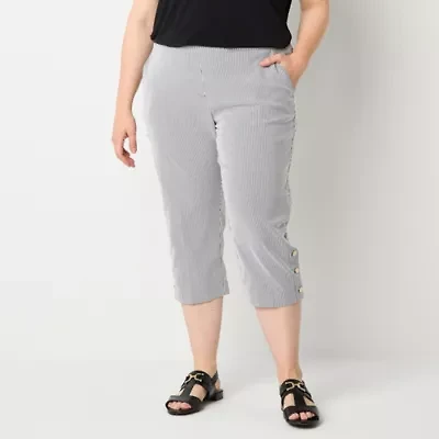 Liz Claiborne Adaptive Lisa Womens Plus Short Straight Mid Rise Pull-On Pant