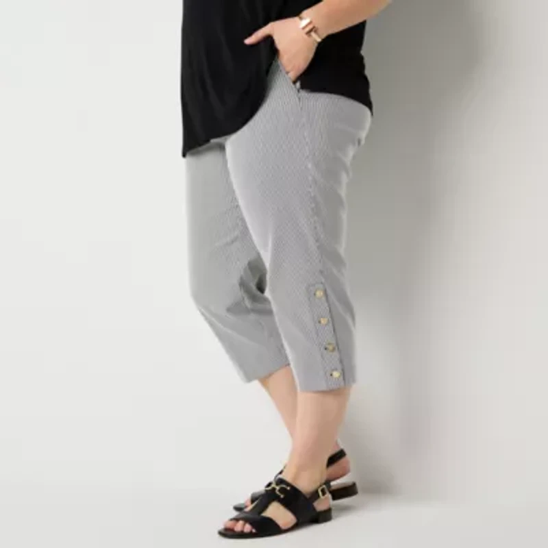 Liz Claiborne Adaptive Lisa Womens Plus Short Straight Mid Rise Pull-On Pant