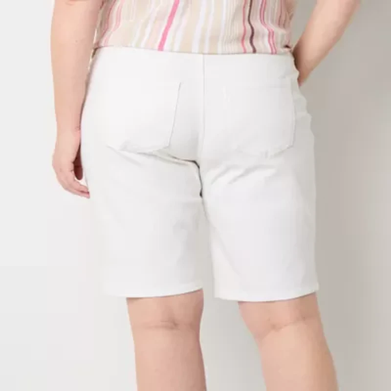 Liz Claiborne Sara Womens 11" Mid Rise Plus Bermuda Short