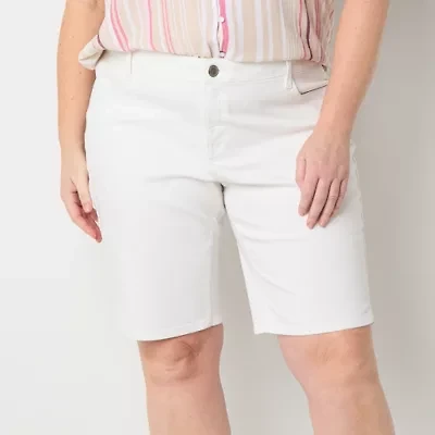 Liz Claiborne Sara Womens 11" Mid Rise Plus Bermuda Short