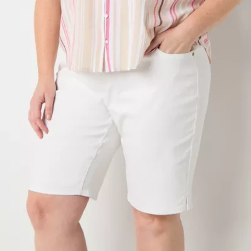 Liz Claiborne Sara Womens 11" Mid Rise Plus Bermuda Short