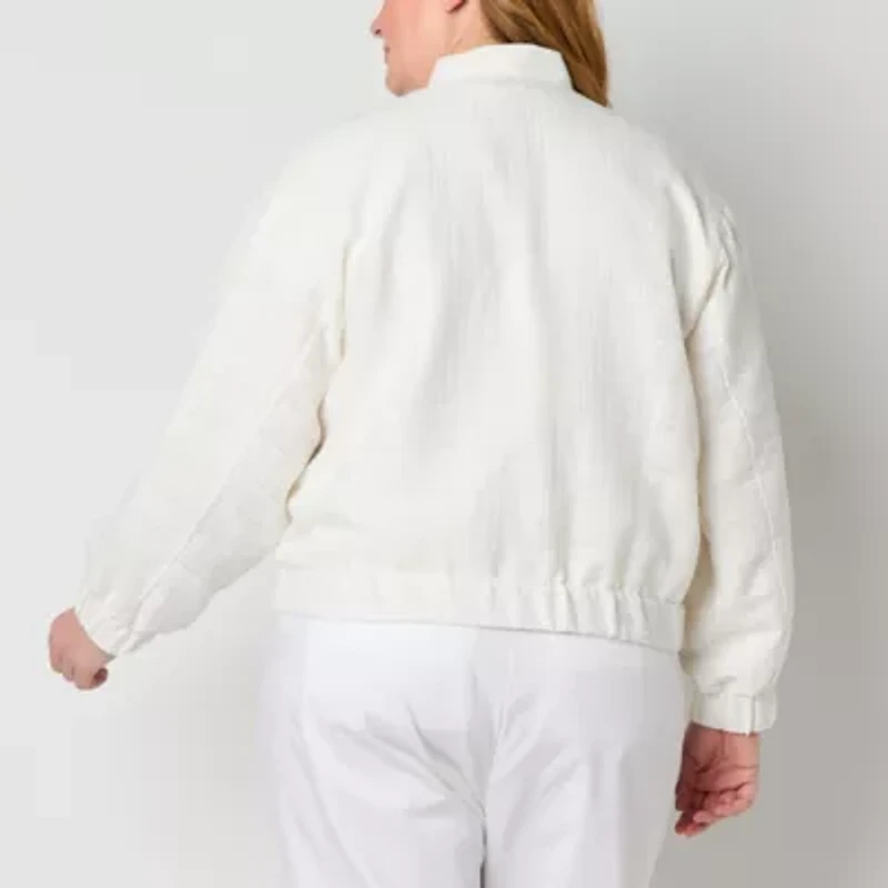 Liz Claiborne Womens Lightweight Plus Bomber Jacket