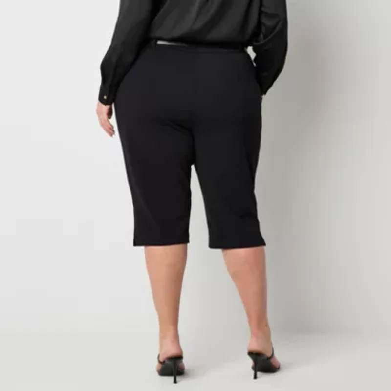 Bold Elements Womens Belted Slim Plus Capri Pant