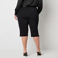 Bold Elements Womens Belted Slim Plus Capri Pant
