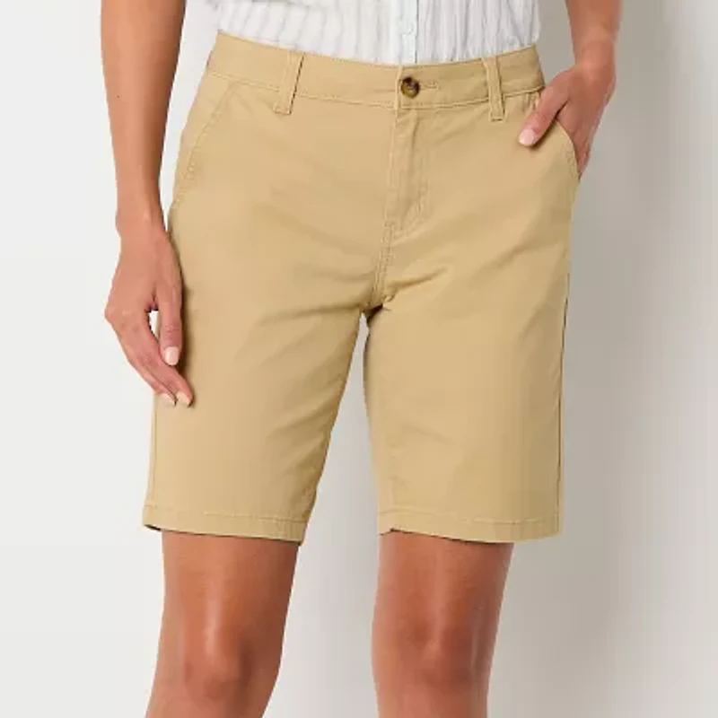 a.n.a Womens 9 3/4" Mid Rise Chino Short-Tall