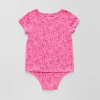 Okie Dokie Toddler Girls Bodysuit Closure Adaptive Round Neck Short Sleeve