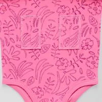Okie Dokie Toddler Girls Bodysuit Closure Adaptive Round Neck Short Sleeve