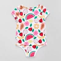 Okie Dokie Toddler Girls Bodysuit Closure Adaptive Round Neck Short Sleeve