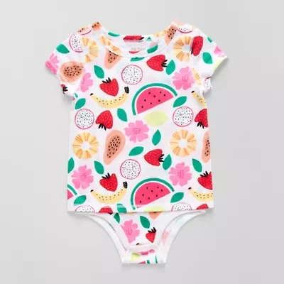 Okie Dokie Toddler Girls Bodysuit Closure Adaptive Round Neck Short Sleeve