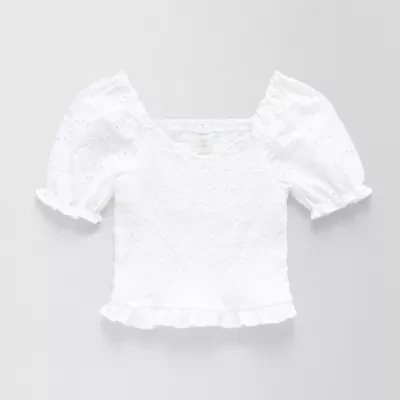 Thereabouts Little & Big Kid Girls V Neck Short Sleeve Blouse