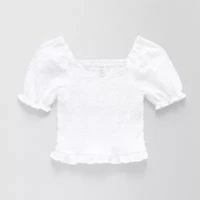 Thereabouts Little & Big Kid Girls V Neck Short Sleeve Blouse