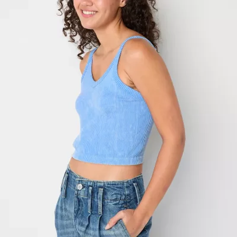 Arizona Womens Juniors V Neck Sleeveless Tank Top