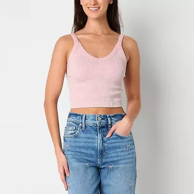 Arizona Womens Juniors V Neck Sleeveless Tank Top