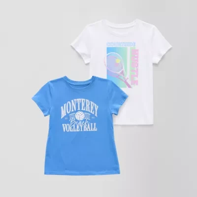 Xersion Little & Big Kid Girls Crew Neck Short Sleeve Regular Fit 2-pc. Graphic T-Shirt