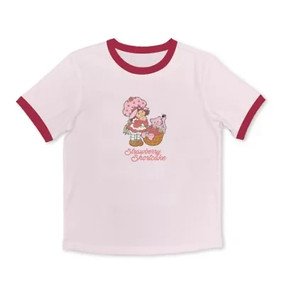 Womens Juniors Crew Neck Short Sleeve Strawberry Shortcake Graphic T-Shirt