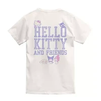 Hello Kitty Bows Tee Womens Juniors Crew Neck Short Sleeve Oversized Graphic T-Shirt