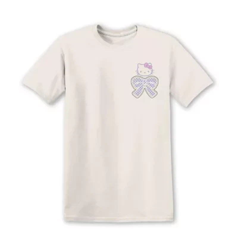 Hello Kitty Bows Tee Womens Juniors Crew Neck Short Sleeve Oversized Graphic T-Shirt
