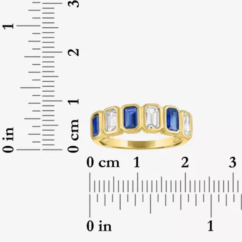 Lab Created or Simulated Gemstone 14K Gold Over Silver Side Band