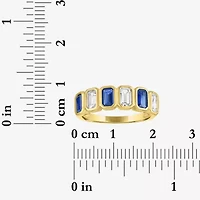 Lab Created or Simulated Gemstone 14K Gold Over Silver Side Band