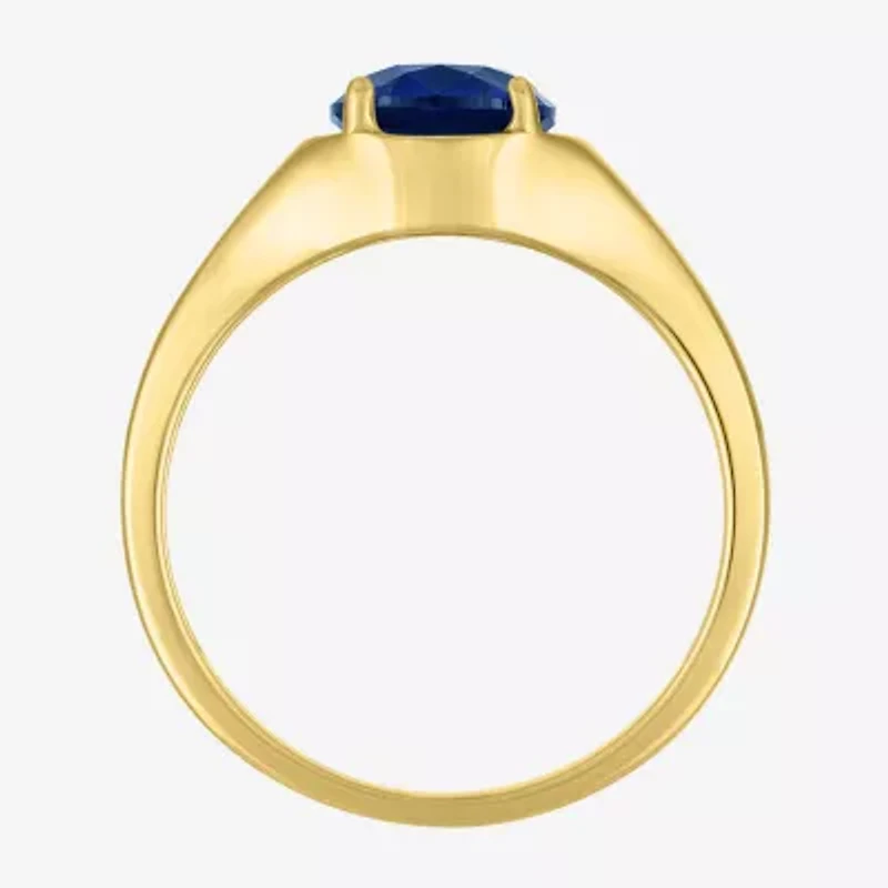 Womens Lab Created Blue Sapphire 14K Gold Over Silver Oval Solitaire Cocktail Ring