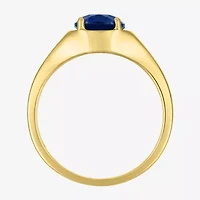 Womens Lab Created Blue Sapphire 14K Gold Over Silver Oval Solitaire Cocktail Ring