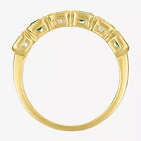 Lab Created or Simulated Gemstone 14K Gold Over Silver Side Band