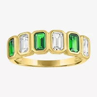Lab Created or Simulated Gemstone 14K Gold Over Silver Side Band