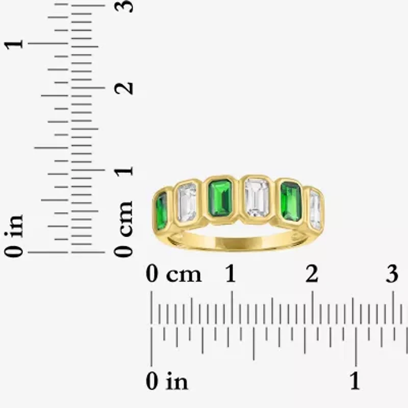 Lab Created or Simulated Gemstone 14K Gold Over Silver Side Band