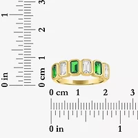 Lab Created or Simulated Gemstone 14K Gold Over Silver Side Band