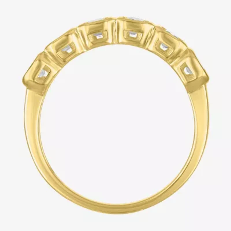 Lab Created or Simulated Gemstone 14K Gold Over Silver Side Band